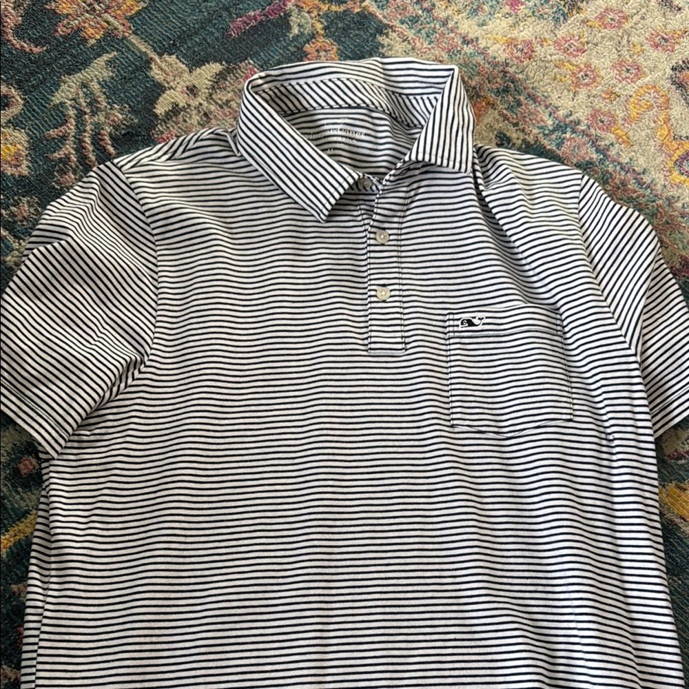 Men's Vineyard Vines Striped Polo Shirt - Blue and White